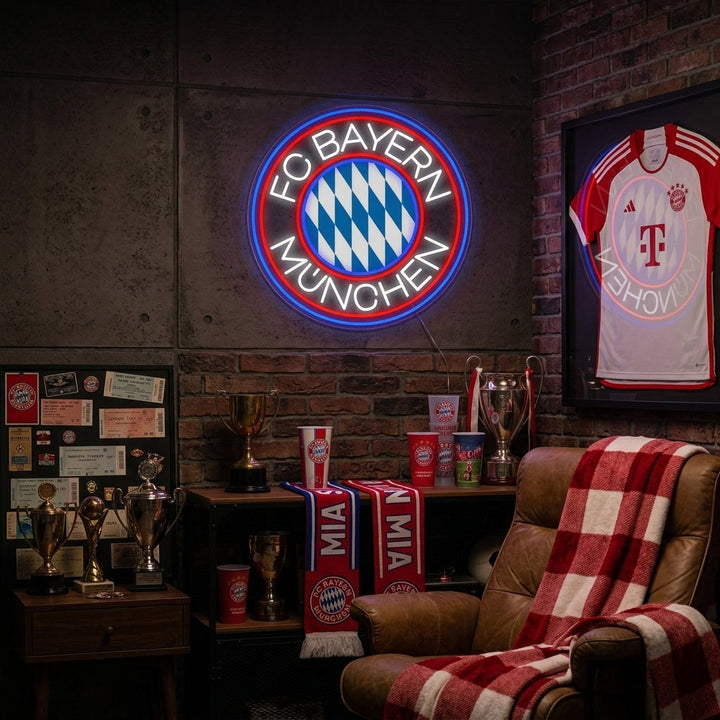 "FCBM Fußball" Neonschrift