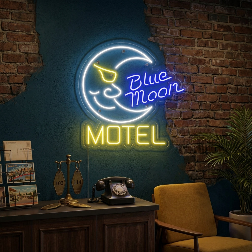 "Blue Moon Motel, Hotel" Neonschrift