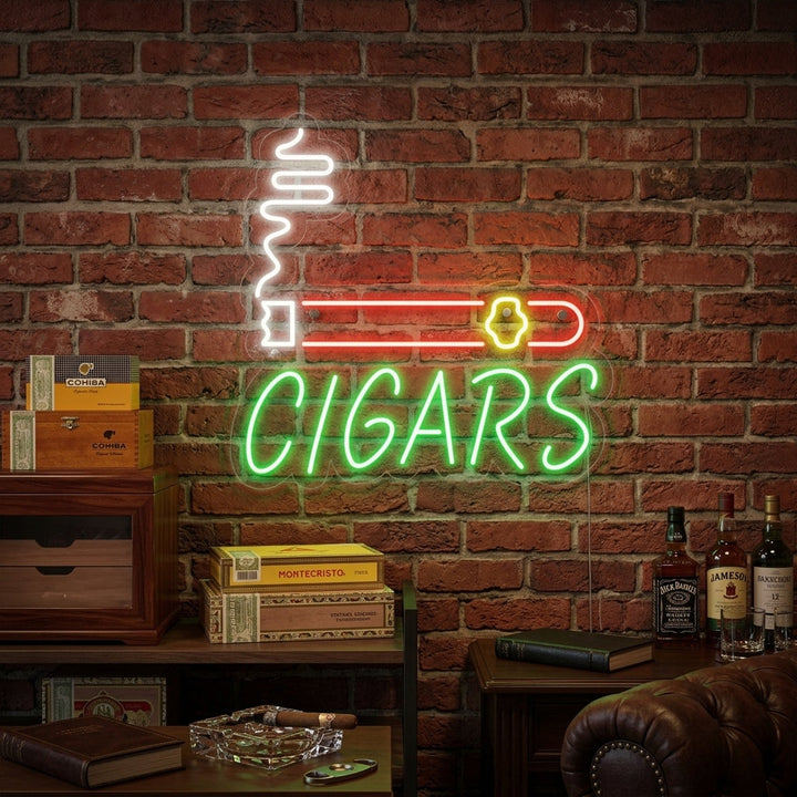 "Cigars, Zigarrengeschäft" Neonschrift