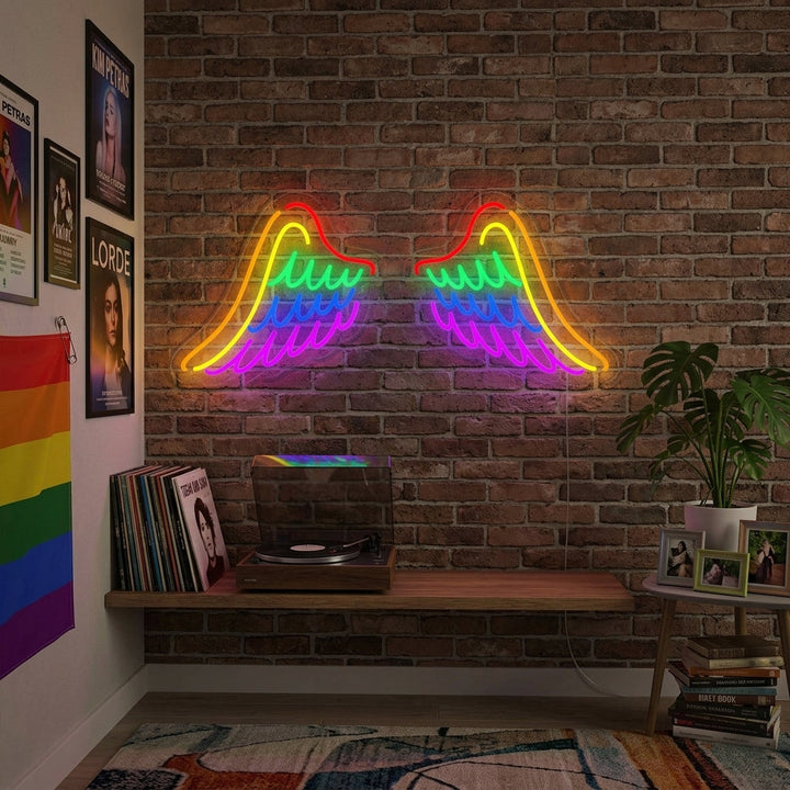 "Regenbogenflagge Lgbt-Stolz Einzigartig, Flügel" Neonschrift
