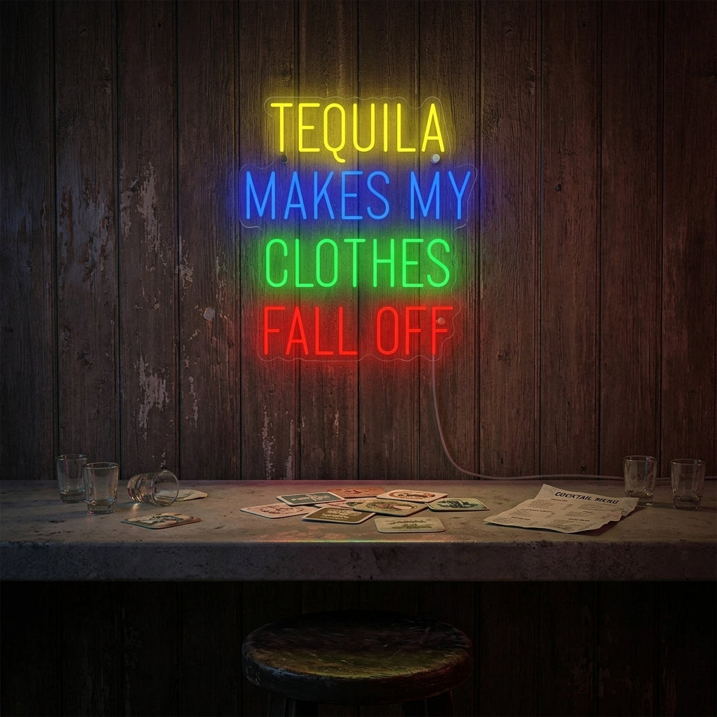 "Tequila Makes My Clothes Fall Off" Neonschild