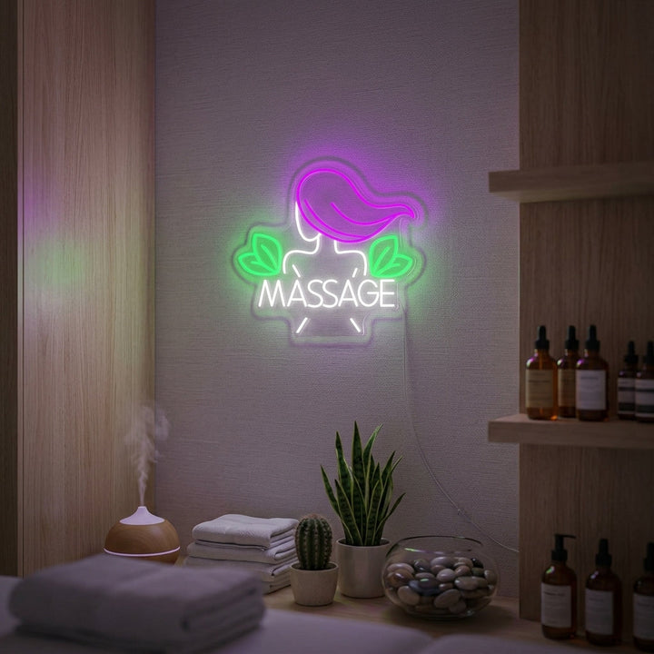 "Thai-Massage Schönheitssalon" Neonschrift