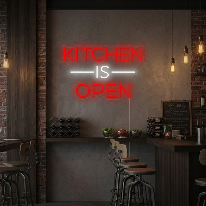 "Kitchen Is Open" Neonschild