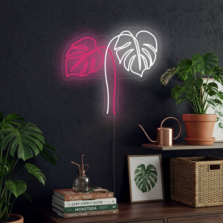 "Monstera Blätter" Neonschrift