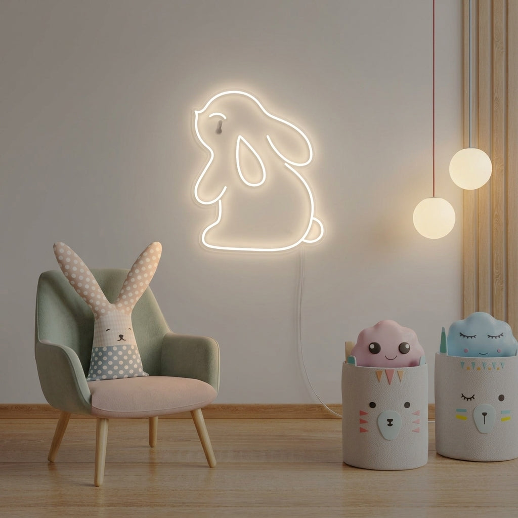 "Kaninchen, Kinderzimmer Dekoration" Neonschrift