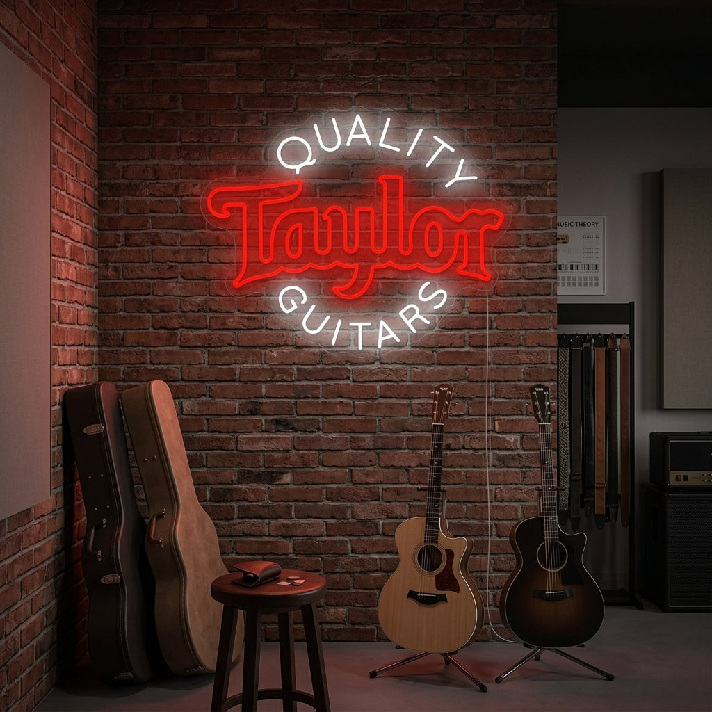 "Quality Taylor Guitars" Neonschild