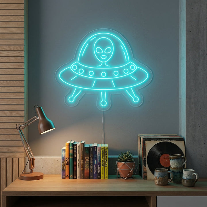 "Außerirdisches UFO" Neonschrift