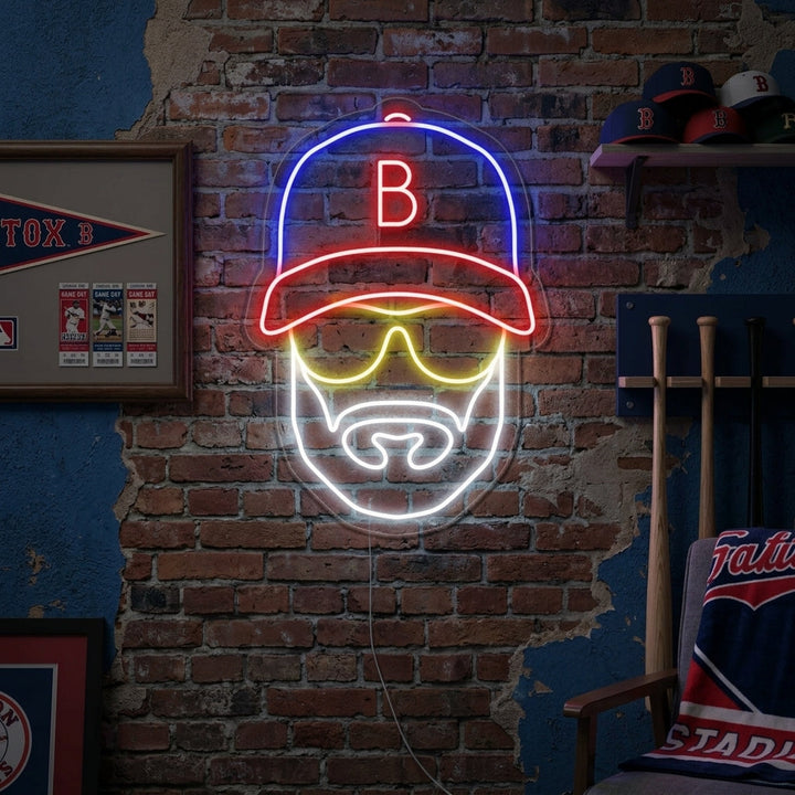 "Baseballmann Mit Hut" Neonschrift