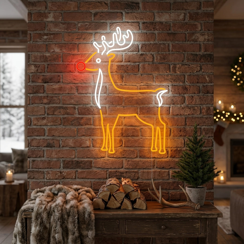 "Niedliches Rentier Weihnachtsdekor" Neonschrift