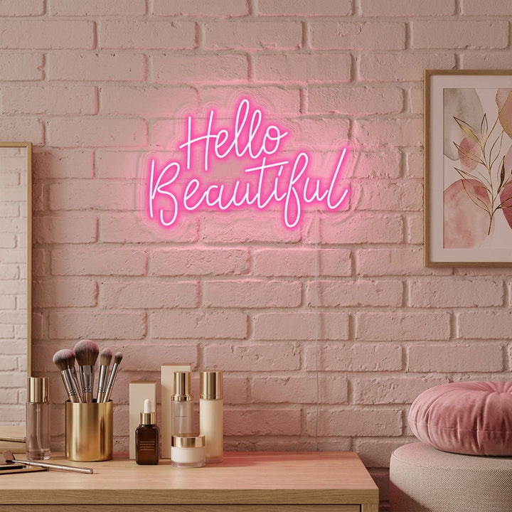 "Hello Beautiful" Neonschrift