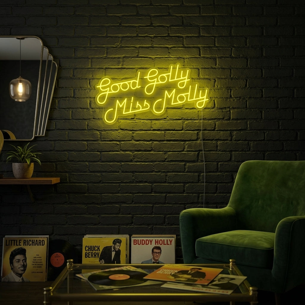 "Good Golly Miss Molly Rockmusik" Neonschrift