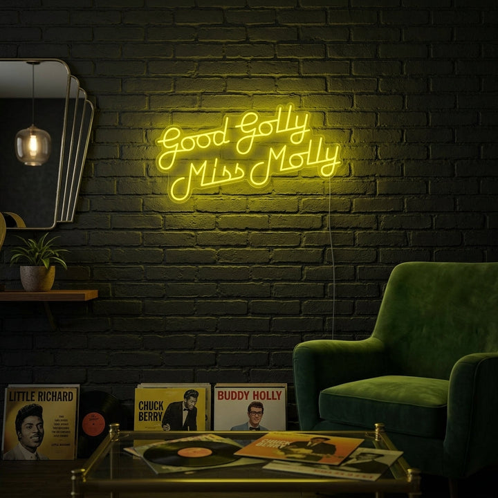 "Good Golly Miss Molly Rockmusik" Neonschrift