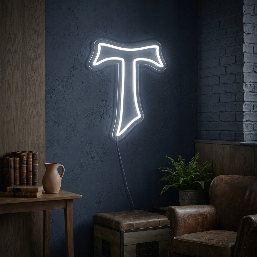 "Tau-Kreuz" Neonschrift