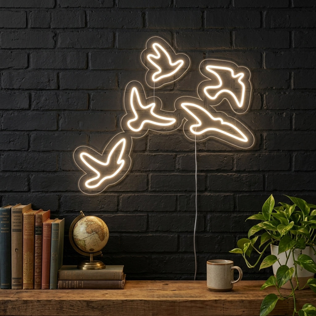 "Vögel" Neonschrift