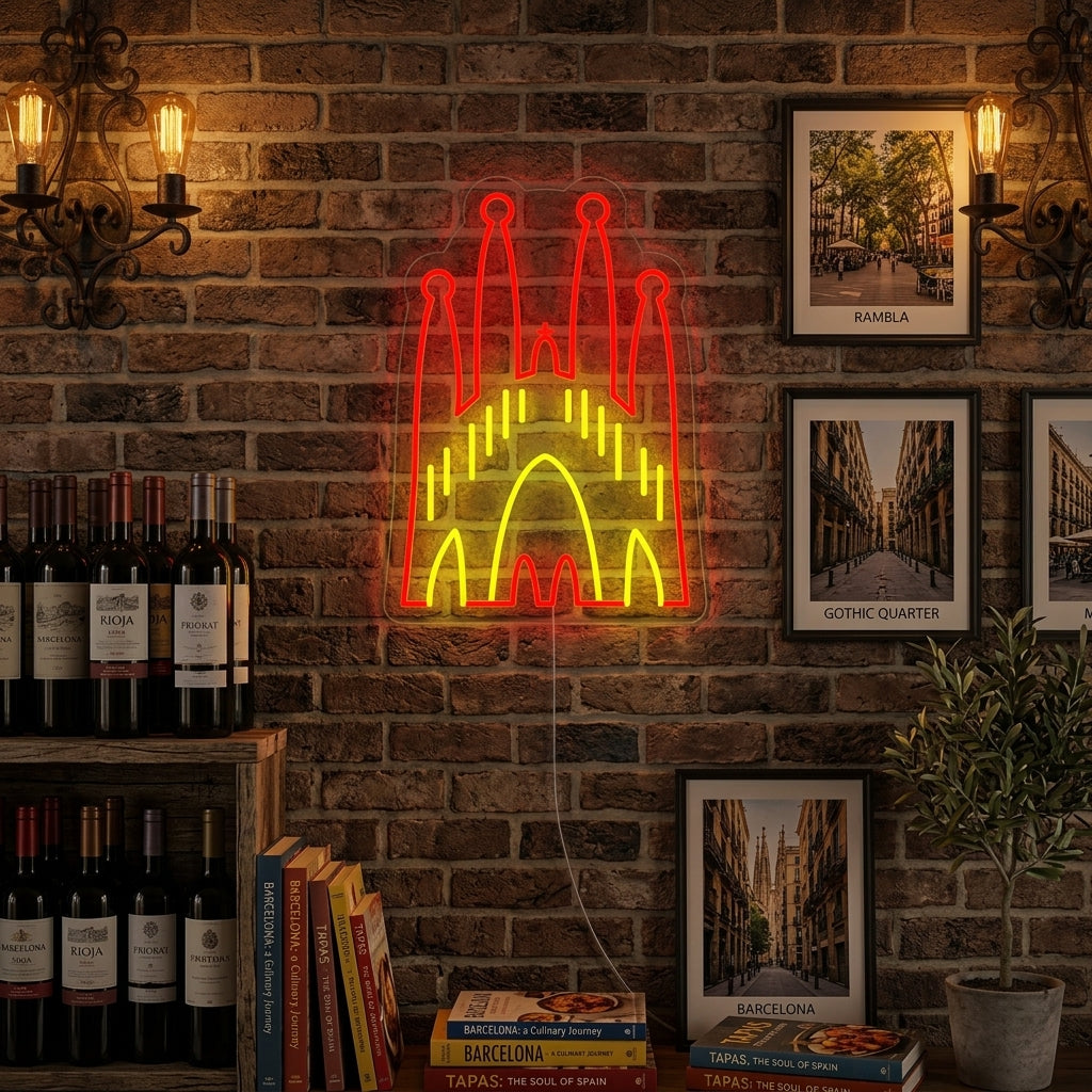 "Spanien Kathedrale Der Heiligen Familie" Neonschrift