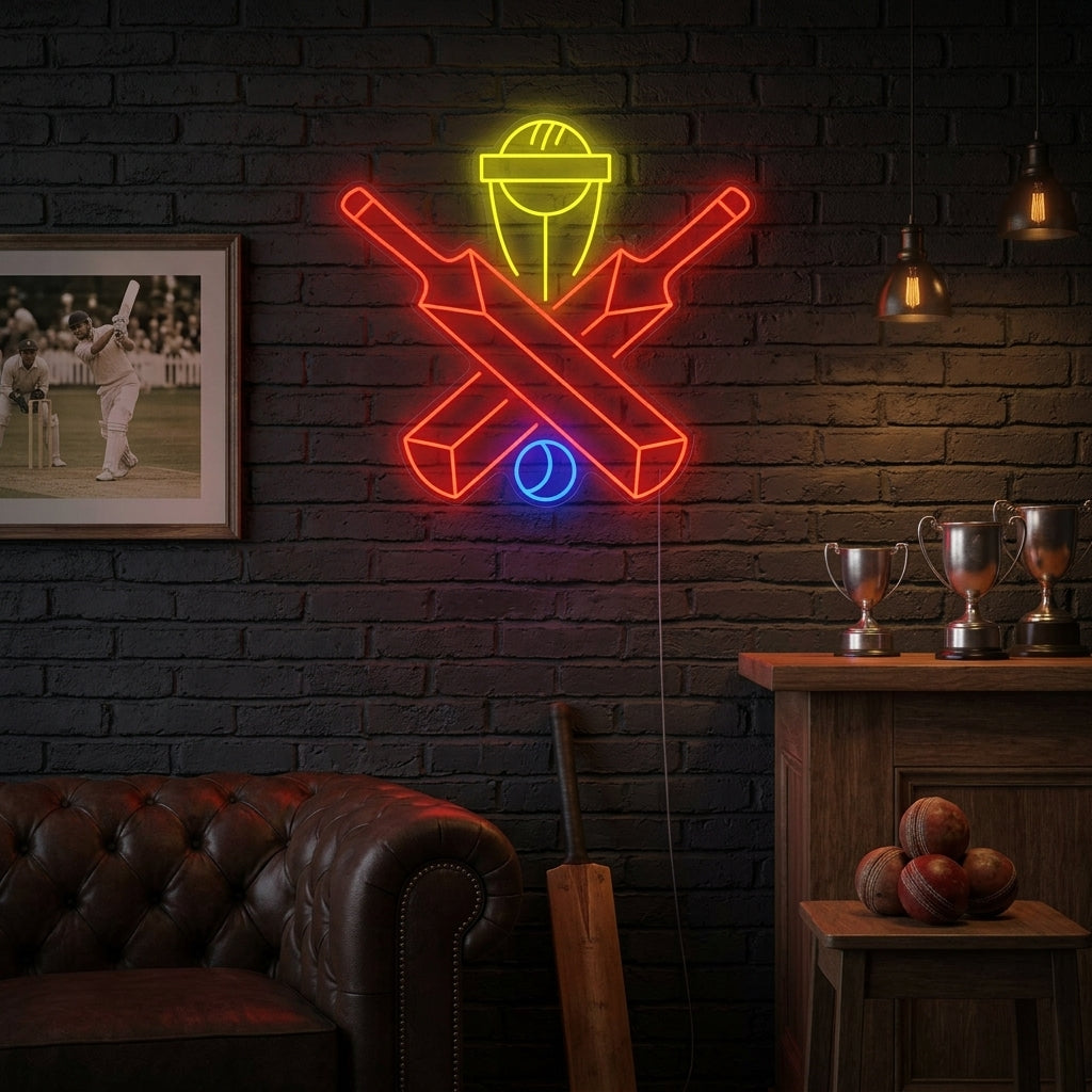 "Cricketschläger Ball Winning" Neonschild