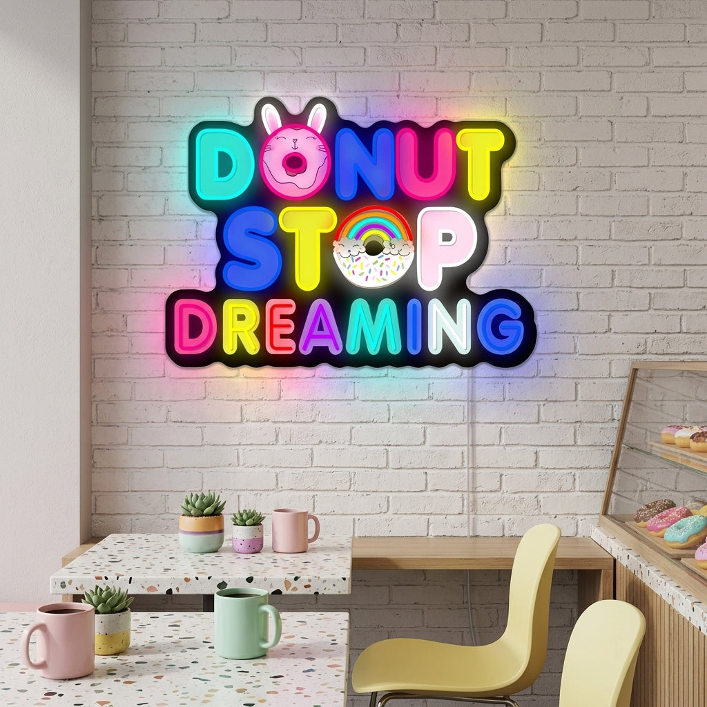 "Donut Do Not Stop Dreaming" Neonschild