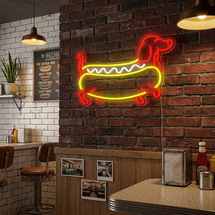 "Dackel-Hotdog" Neonschild