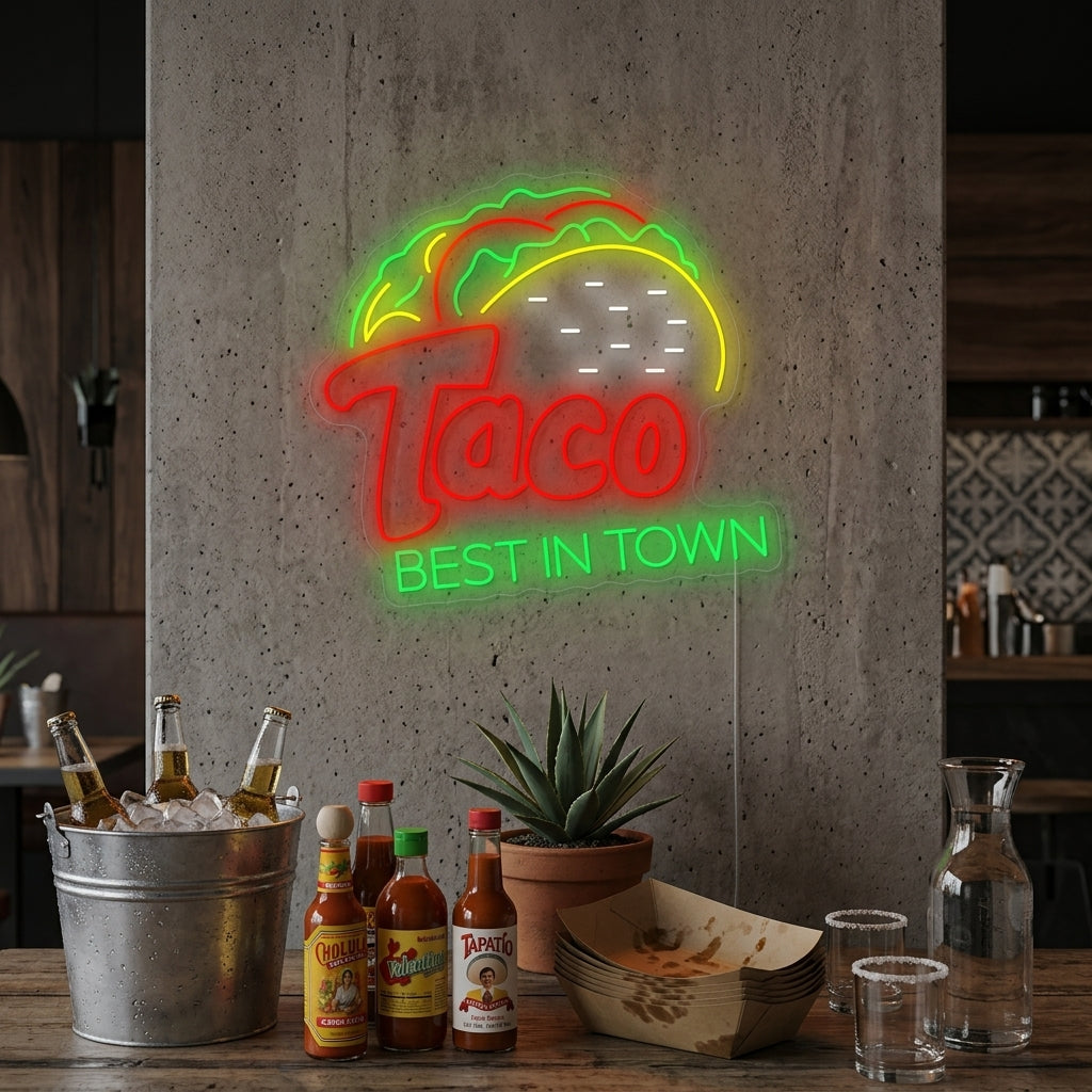 "Taco Best In Town" Neonschild
