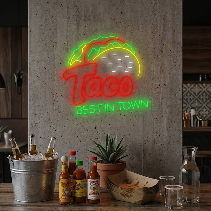"Taco Best In Town" Neonschild