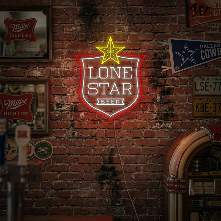 "Bierbars In Texas" Neonschrift