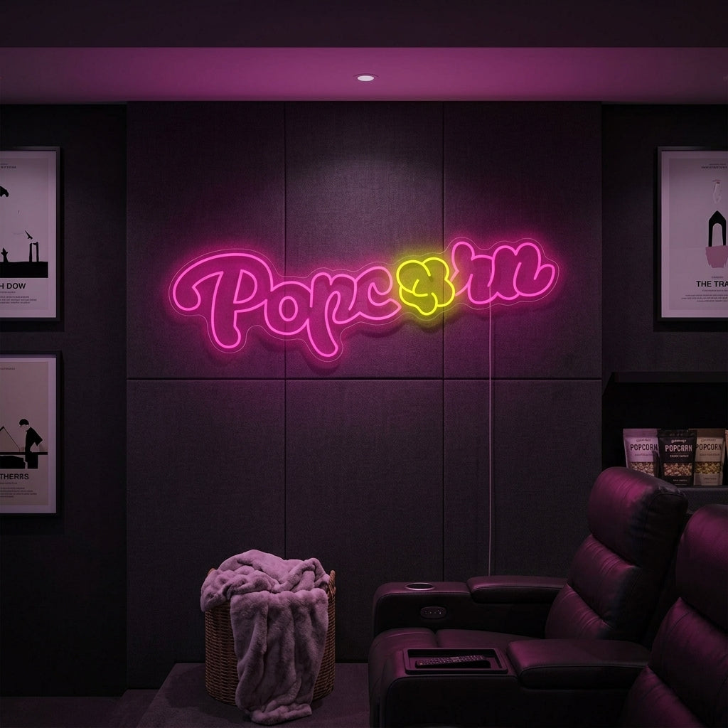 "Kinosaal Popcorn" Neonschild