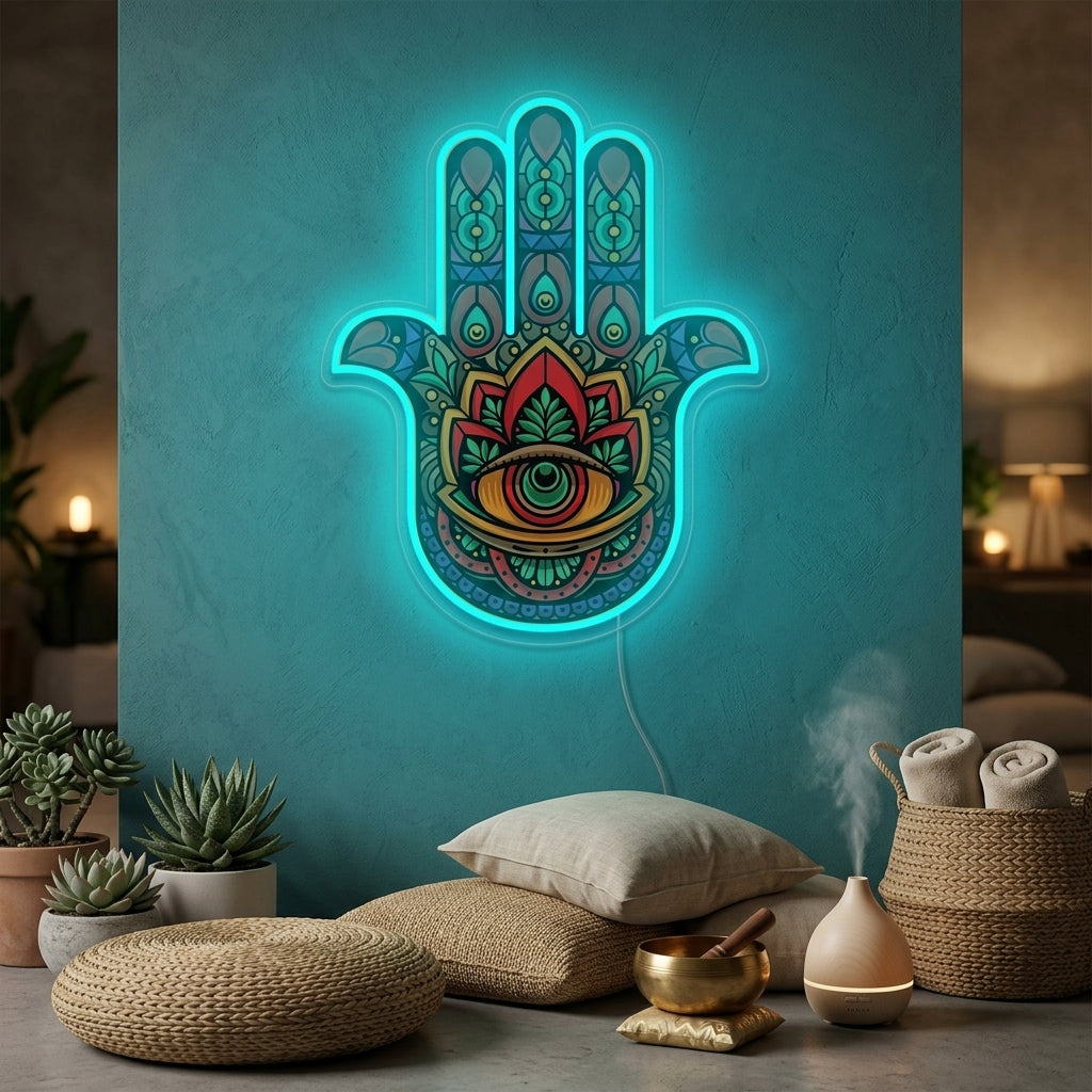"Hamsa-Hand Und UV-Druck" Neonschrift