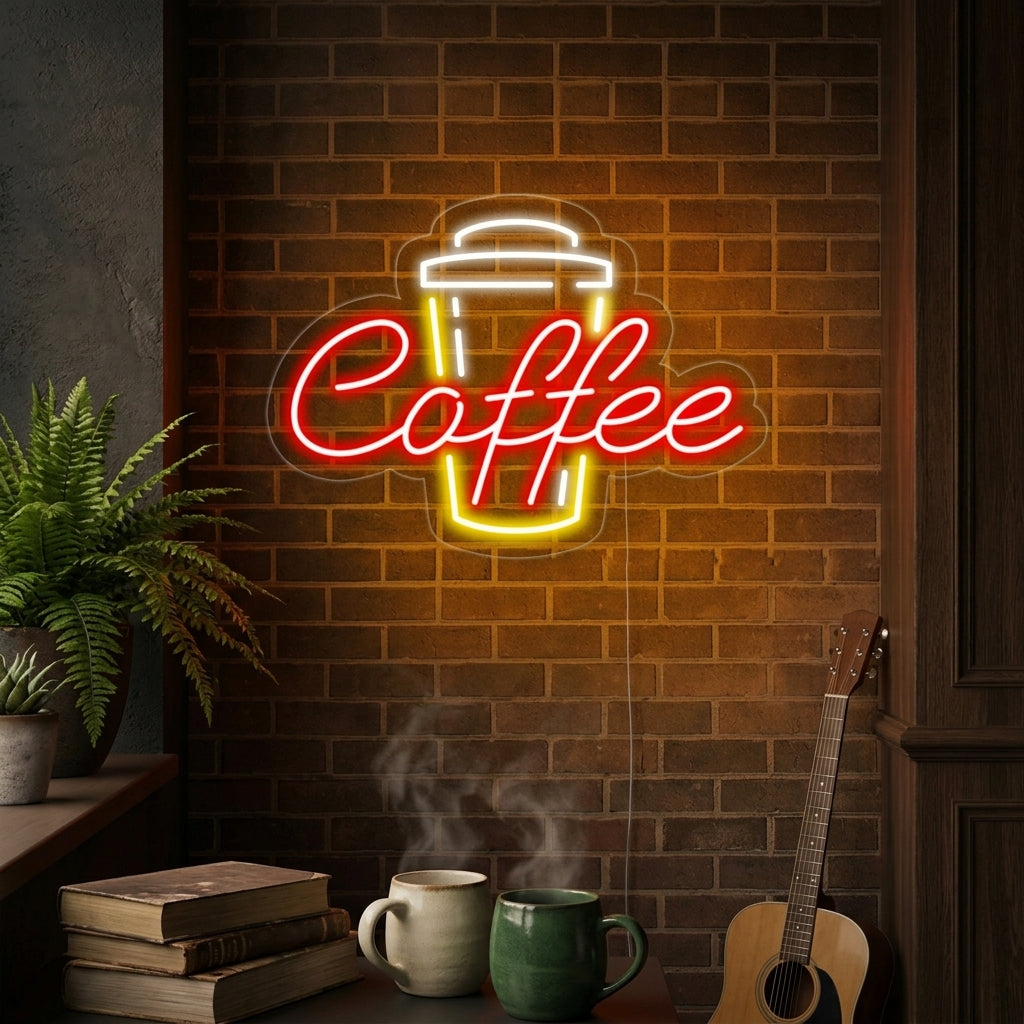 "Coffee, Kaffeetasse" Neonschrift