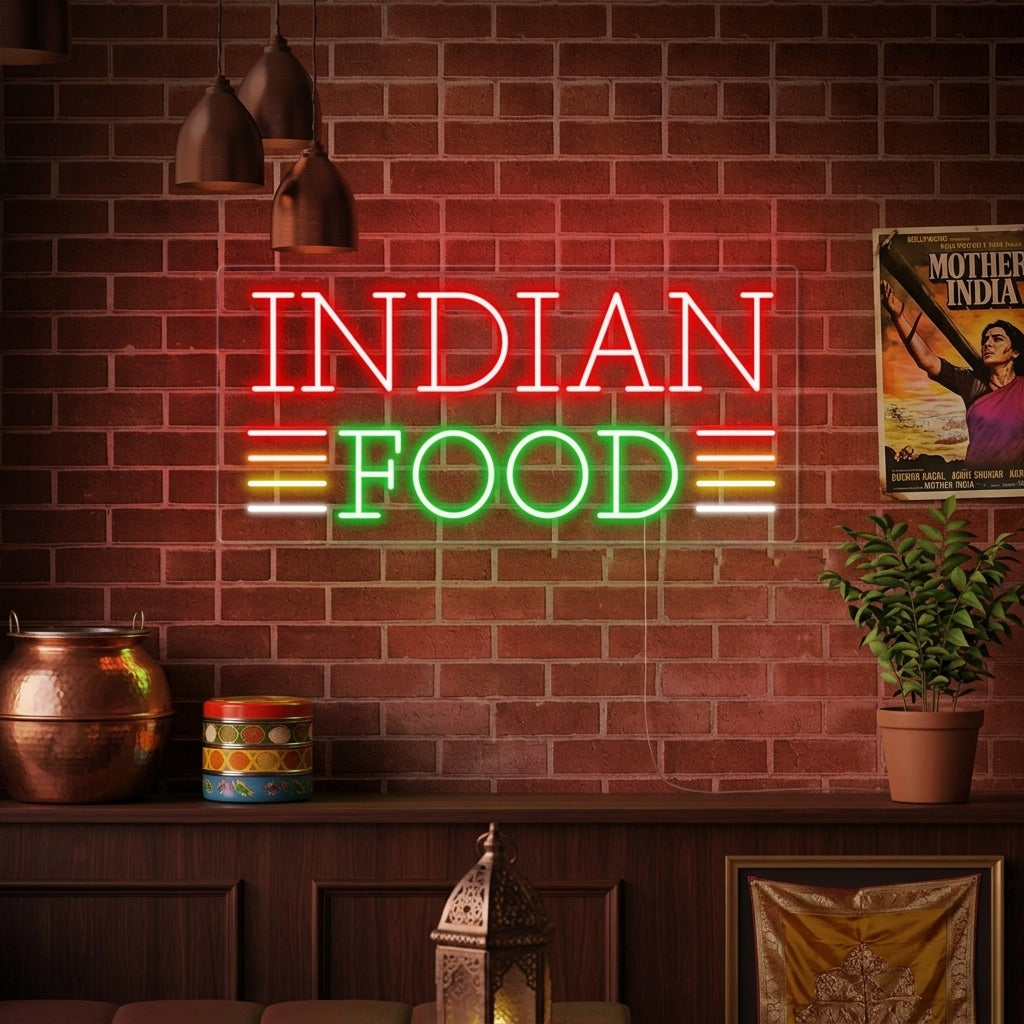 "INDIAN FOOD" Neonschrift