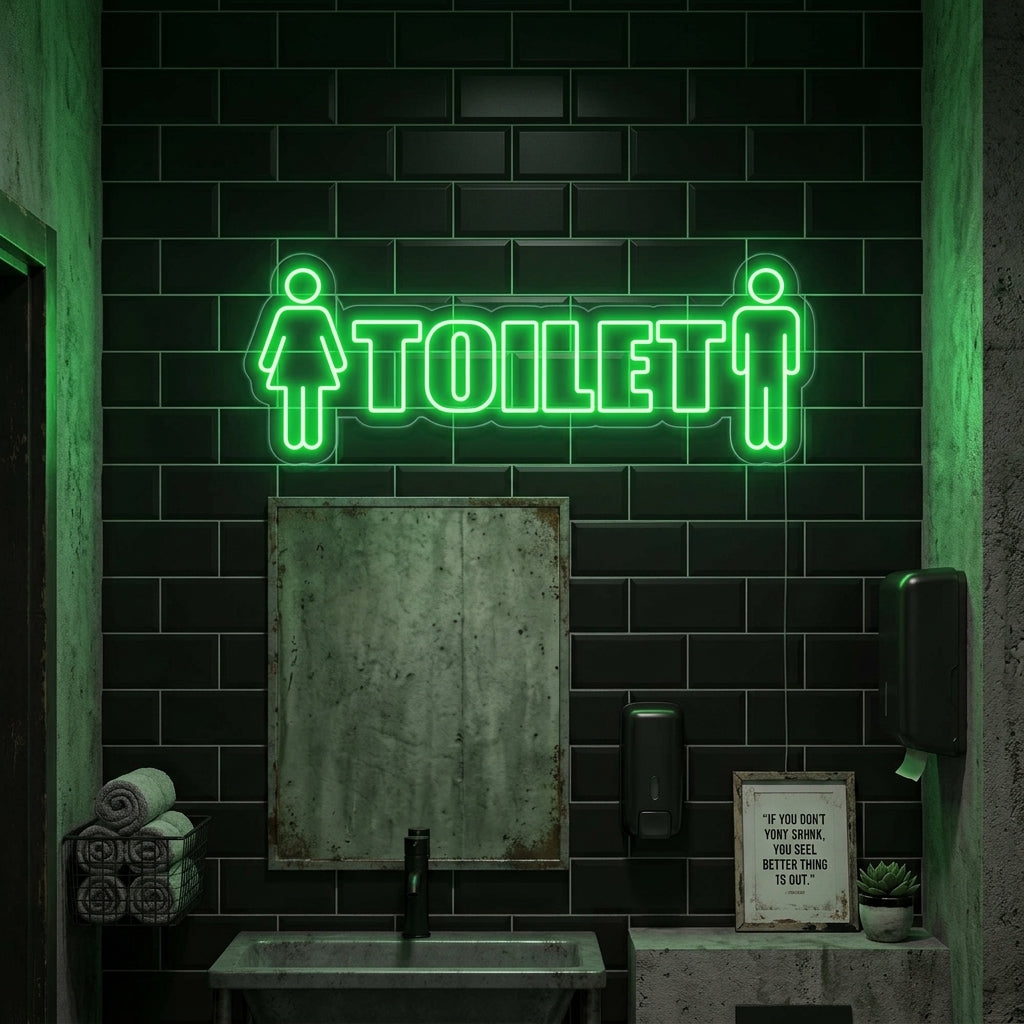 "Toilet, Mann, Frau" Neonschrift