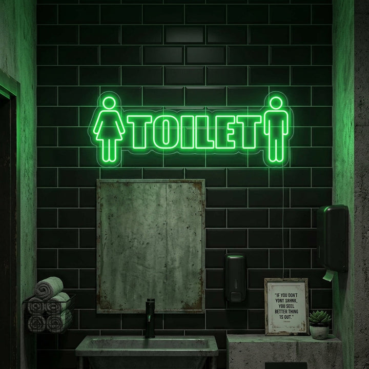 "Toilet, Mann, Frau" Neonschrift