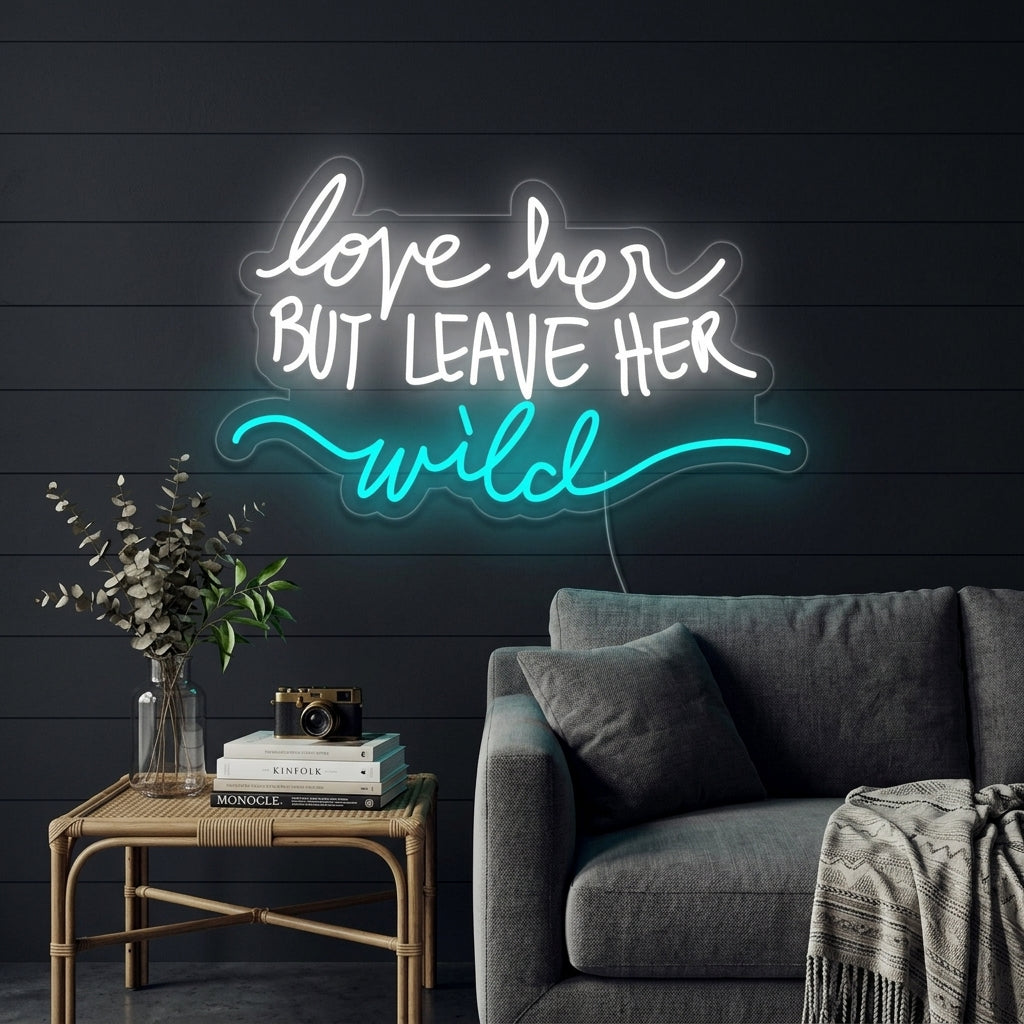"Love Her But Leave Her Wild" Neonschrift