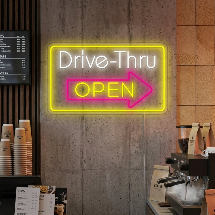 "Drive Thru Open" Neonschild