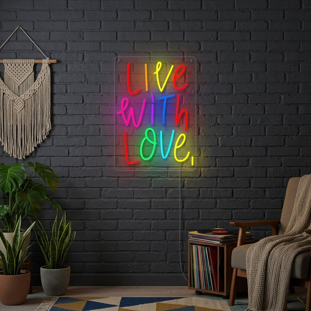 "Live With Love" Neonschrift
