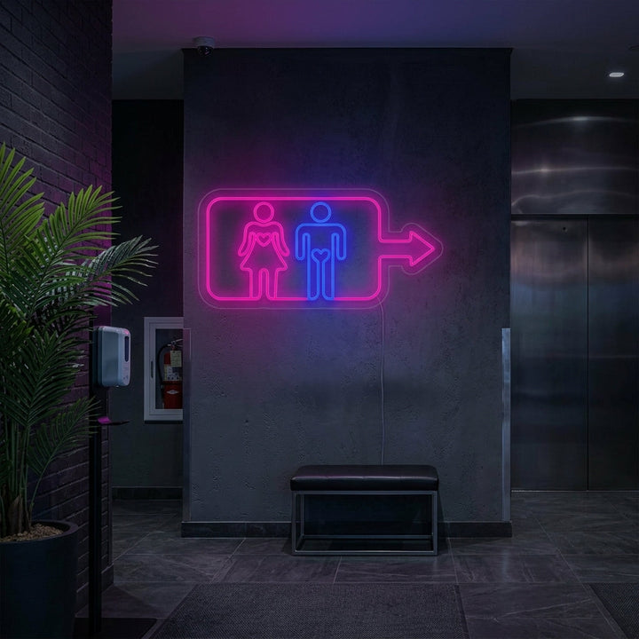 "Männer Frauen Toilette Waschraum Wand" Neonschrift