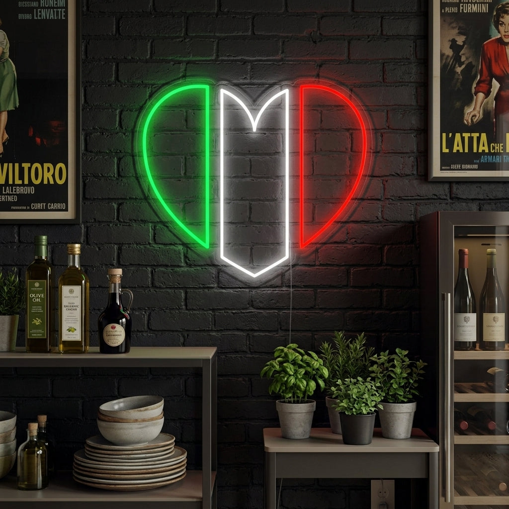 "Flagge Von Italien In Herzform" Neonschrift