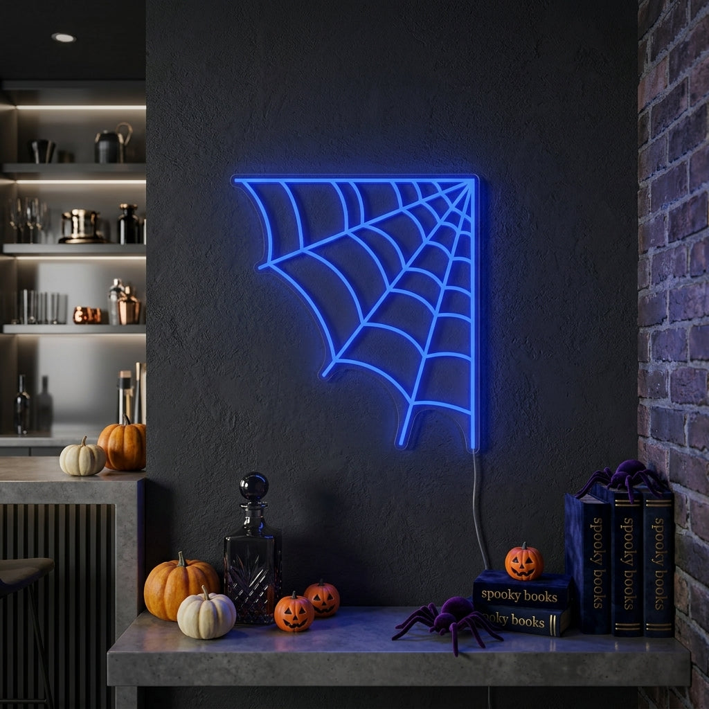 "Halloween Spinnennetz" Neonschrift
