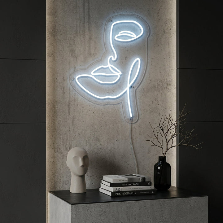 "Abstraktes Frauengesicht" Neonschrift