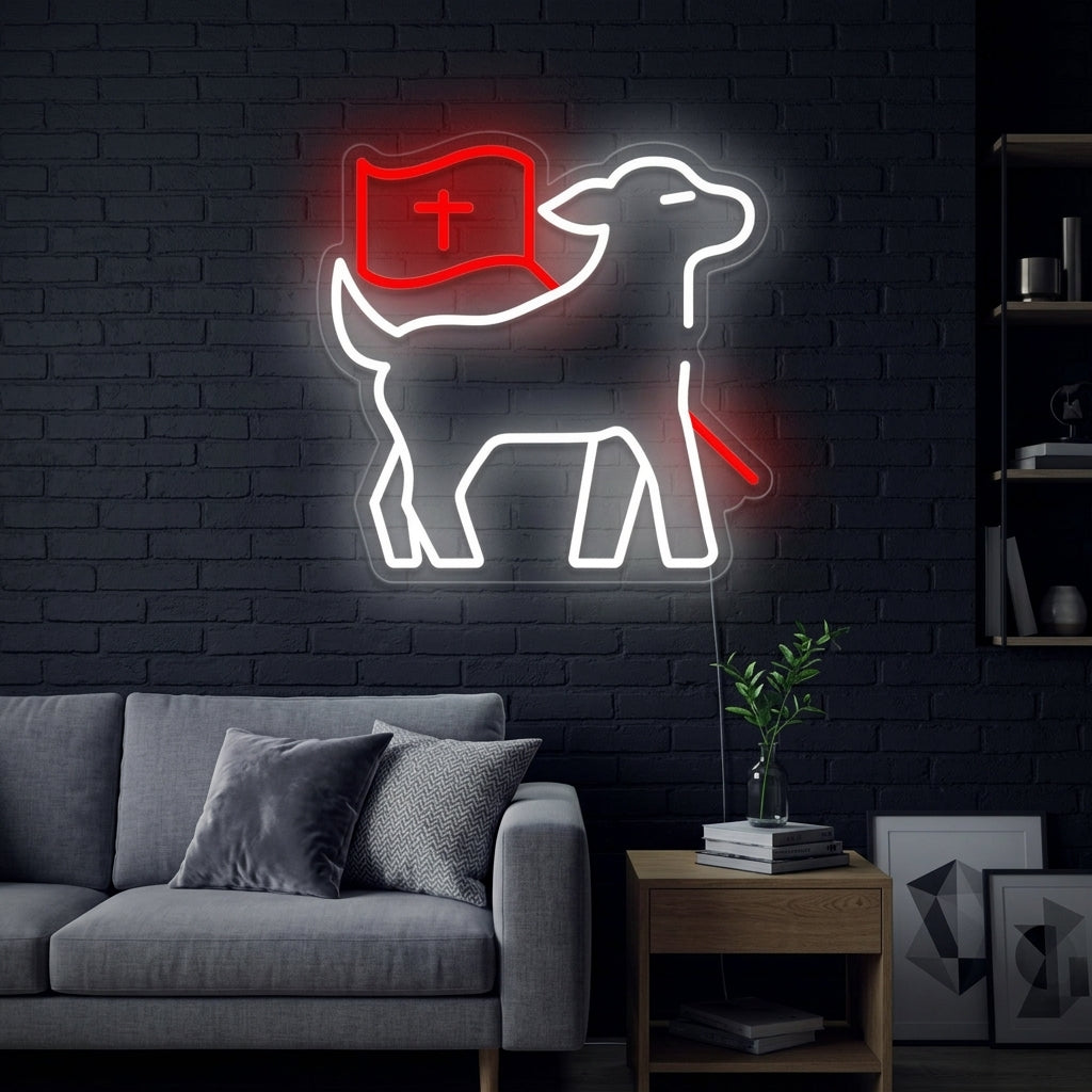 "Lamm Mit Kreuz" Neonschrift