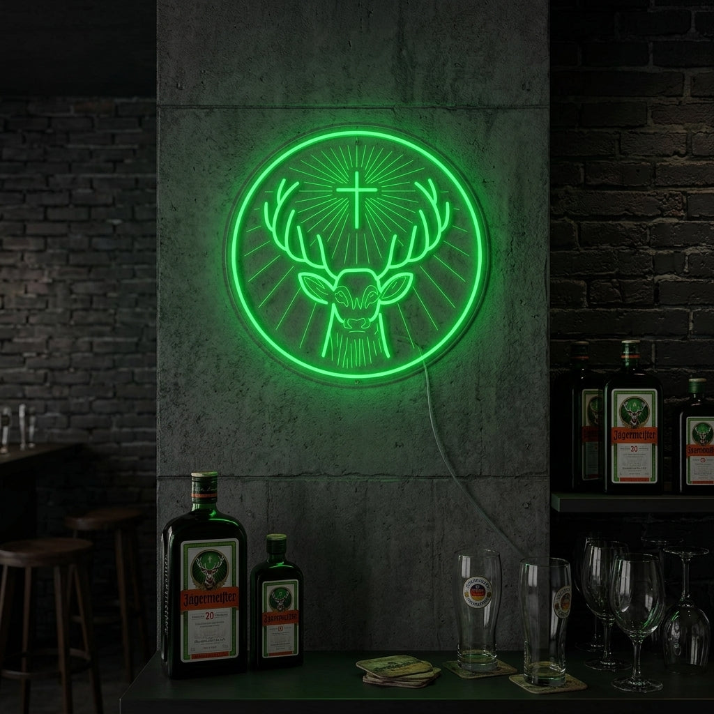 "Deutscher Jägermeister-Likör" Neonschrift