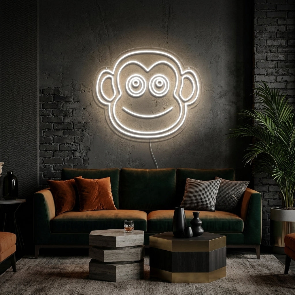 "Affengesicht" Neonschrift
