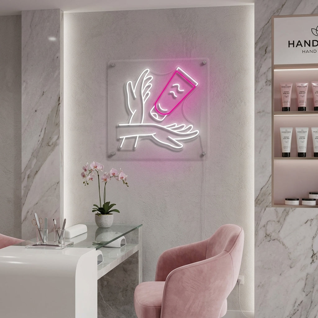 "Handpflege" Neonschrift
