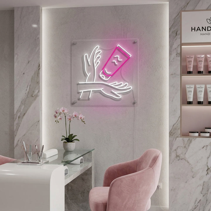 "Handpflege" Neonschrift