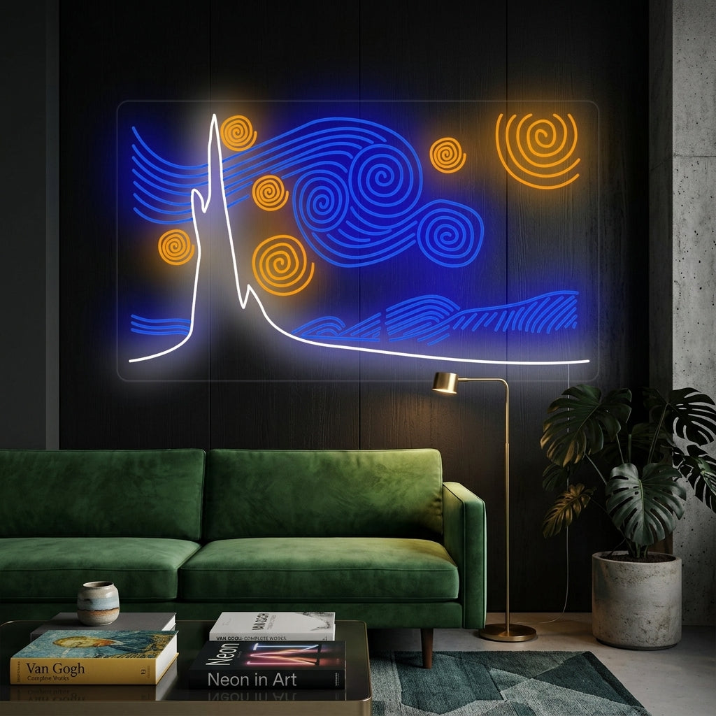 "Sternennacht Vincent Van Gogh" Neonschrift