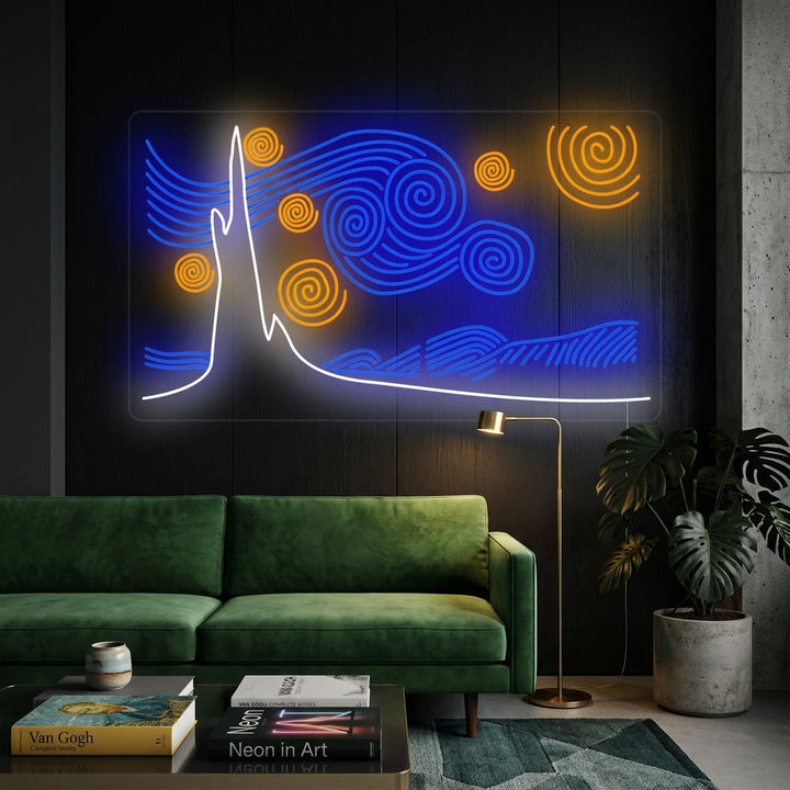 "Sternennacht Vincent Van Gogh" Neonschrift