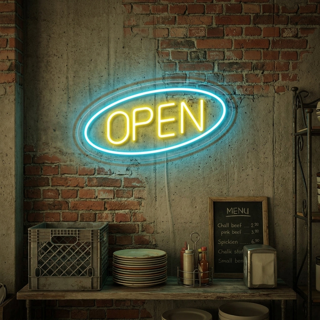 "Open" Neonschrift