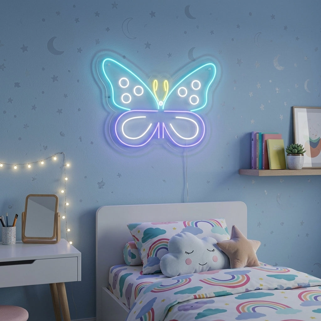 "Blauer Schmetterling" Neonschrift