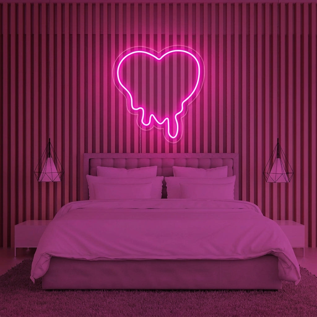"Rosa Schmelzendes Herz" Neonschrift