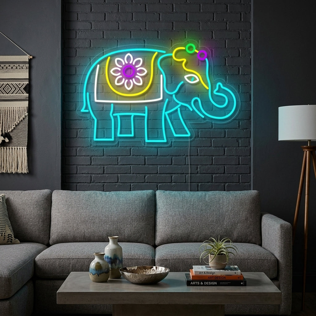 "Indischer Elefant" Neonschrift
