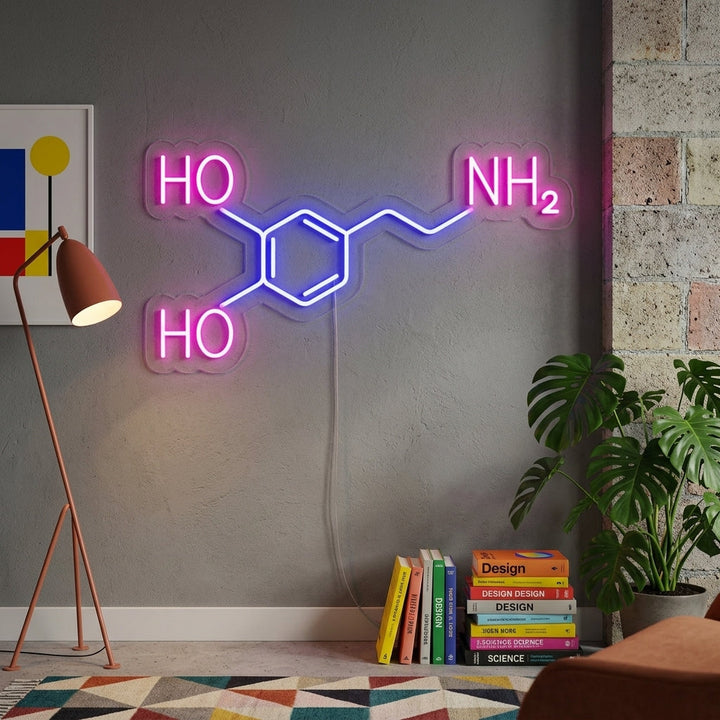 "Dopamin-Molekül" Neonschrift